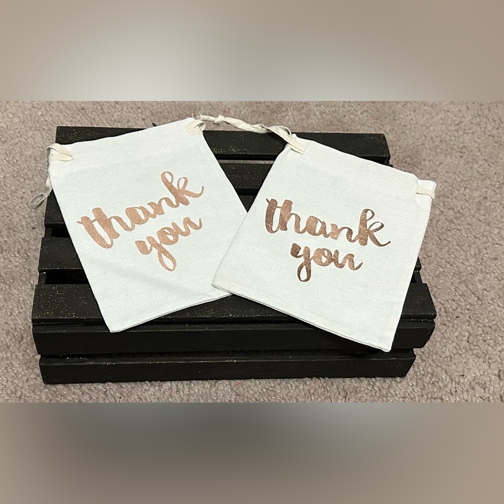 White Thank You Canvas Gift Bags